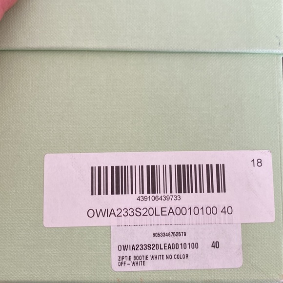 Off-White™ SZ 41 White Leather Zip Tie Pointed Toe Bootie 14off1221 - Picture 9 of 9